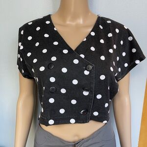 Confession Black and White Polka Dot Crop Top